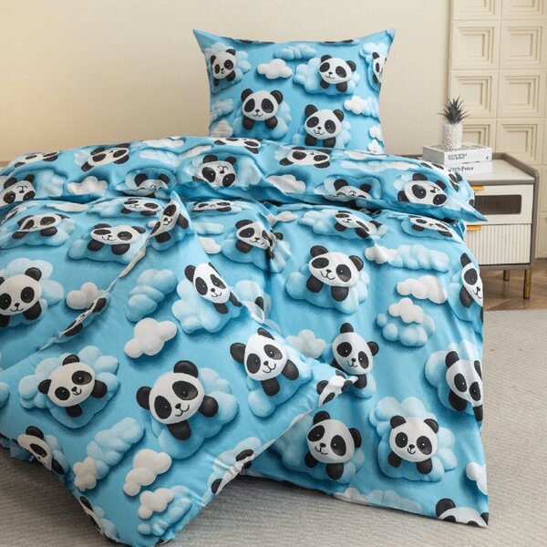 Posteljina od mikrovlakana SKY PANDA plava Dimenzije posteljine: 70 x 80 cm | 140 x 200 cm