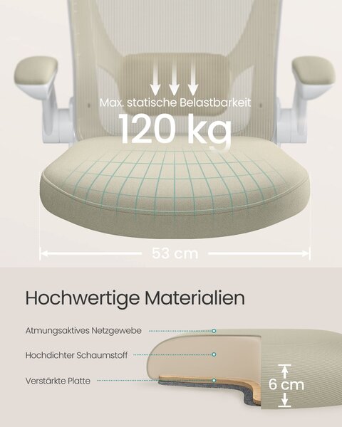 Ergonomska uredska stolica, boja zobene bež