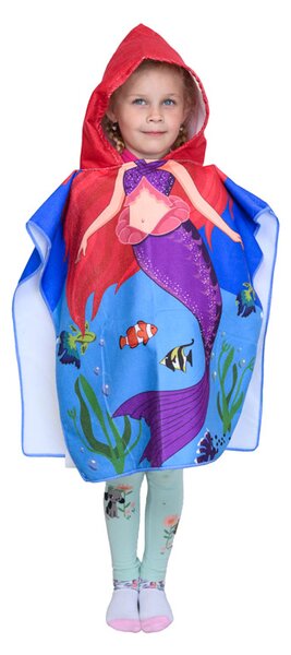 Dječji pončo SIRENA I RIBICE 60 x 90 cm Dimenzije: 60 x 90 cm