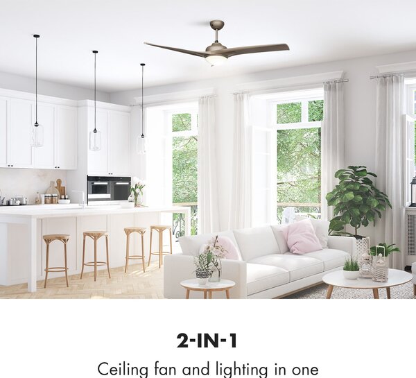 Klarstein FIGO, TITANIJ, STROPNI VENTILATOR, 52", 55 W, STROPNA LAMPA, 2 x 42 W, DALJINSKI UPRAVLJAČ