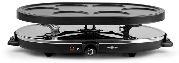 OneConcept Woklette, stolni roštilj, raclette grill, wok, 1200 W, 6 osoba, neprijanjajuća podloga