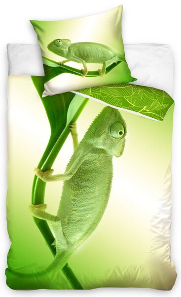 Dječja pamučna posteljina sa zelenim kameleonom Dimenzije: 160x200 + 1x 70x80