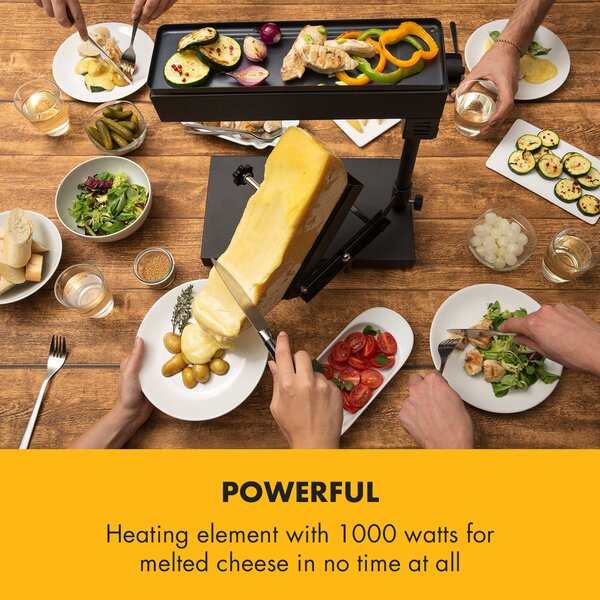 Klarstein Appenzell Peak, raclette gril, 1000 W, prekidač termostata, crni