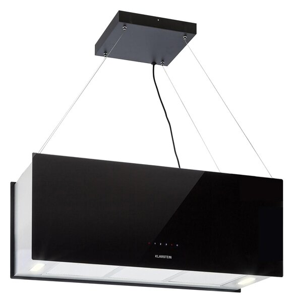 Klarstein Kronleuchter XL, stropna otočna kuhinjska napa, 90 cm, snaga recirkulacije 590 m³/h, LED, zaslon osvjetljiv na dodir, crna