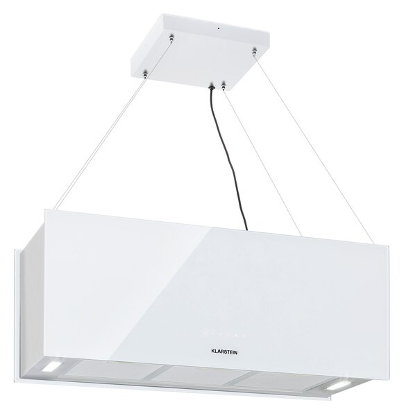 Klarstein Kronleuchter XL, otočna kuhinjska napa, 90 cm, usisna snaga 590 m³/h, LED, zaslon osvjetljiv na dodir, bijela