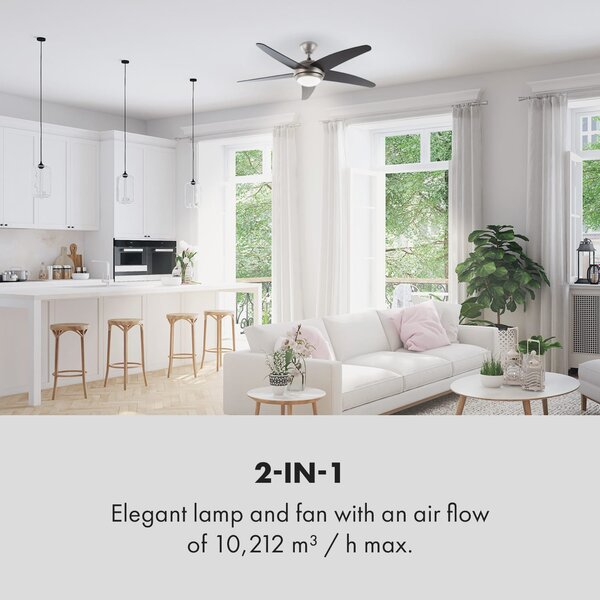 Klarstein Bolero, 2 u 1 stropni ventilator, 134 cm, svjetlo, 55 W, daljinski upravljač, crni