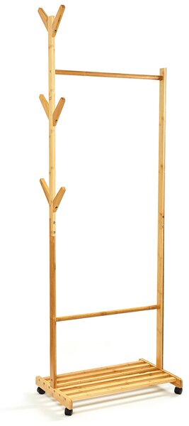 Blumfeldt Vješalica s policom, stalak za odjeću, 57,5 ​​× 173 cm, asimetrični dizajn, bambus