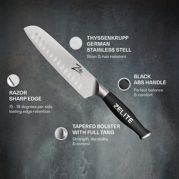 Zelite Infinity by Klarstein Comfort Pro serija, 7" santoku nož, 56 HRC, nehrđajući čelik