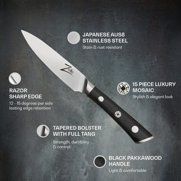 Zelite Infinity by Klarstein Razor-Edge serija, 4" nož za guljenje, 59 HRC, nehrđajući čelik