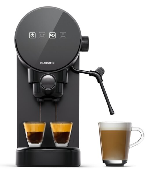 Klarstein Furore aparat za espresso od nehrđajućeg čelika, kompaktni digitalni zaslon od 20 bara, 2 šalice
