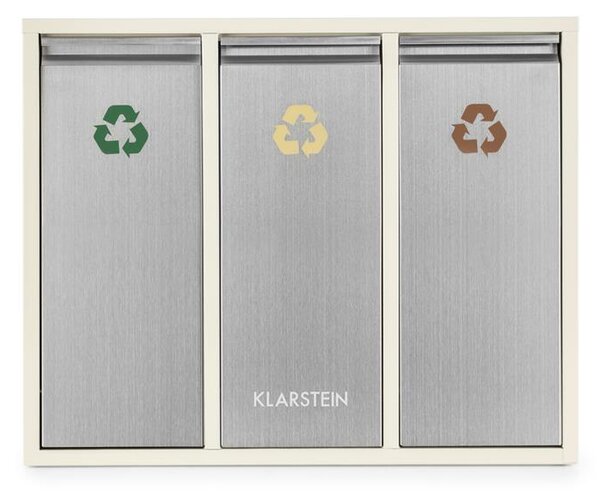 Klarstein ORDNUNGSHÜTTER 3, 45 L, KREM-BEŽ, KOŠ ZA SMEĆE, 3 X 15 L