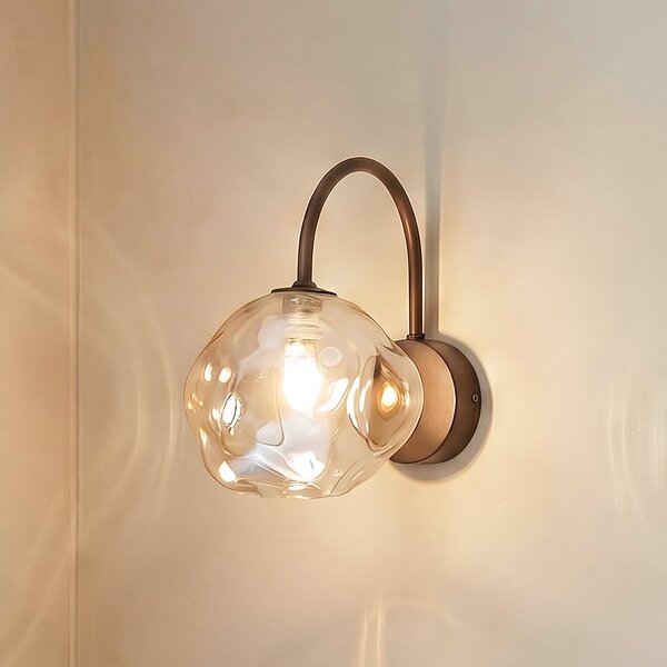 TK Lighting Zidna lampa Lava, smeđa, staklo, visina 21 cm, G9, prigušiva, Smeđa / hrđa, Dnevni boravak/blagovaonica, Staklo