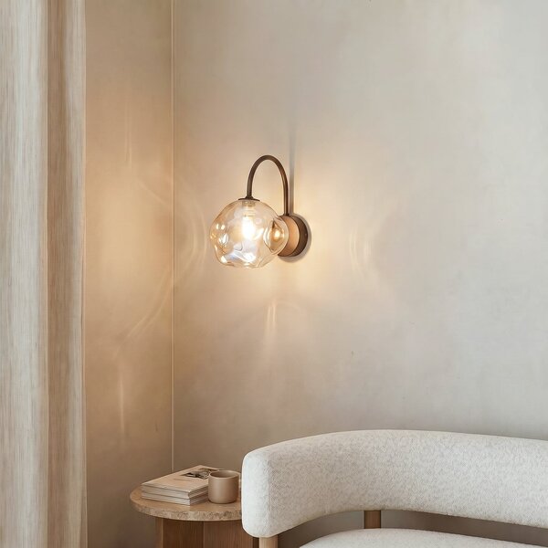 TK Lighting Zidna lampa Lava, smeđa, staklo, visina 21 cm, G9, prigušiva, Smeđa / hrđa, Dnevni boravak/blagovaonica, Staklo