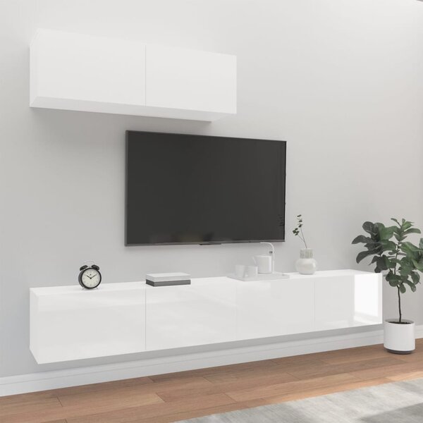 VidaXL 3-dijelni set TV ormarića sjajni bijeli konstruirano drvo