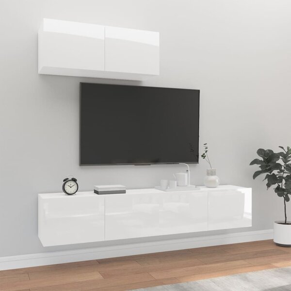 VidaXL 3-dijelni set TV ormarića sjajni bijeli konstruirano drvo