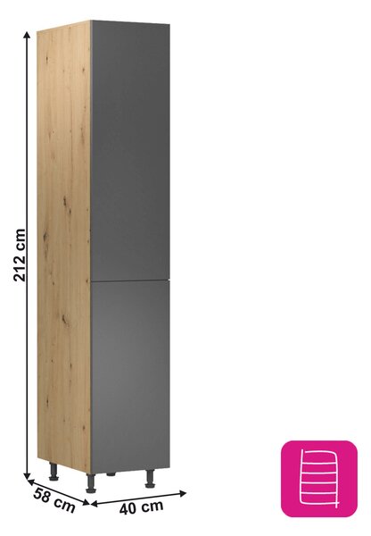 Zondo.hr Kuhinjski ormarić za namirnice D40SP Langari (hrast artisan + siva mat) (L). 1016899