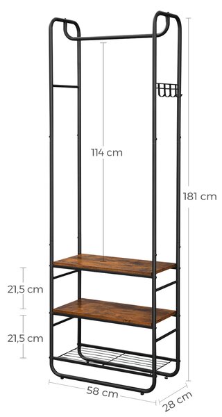 Predsoblje TAYLOR s ormarićem za cipele 181x58 cm, rustikalno smeđa