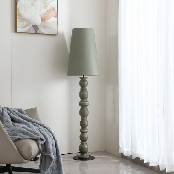Lucande podna lampa Lyndorin, zelena, keramička, 150 cm, Zelena, Dnevni boravak/blagovaonica, Keramika