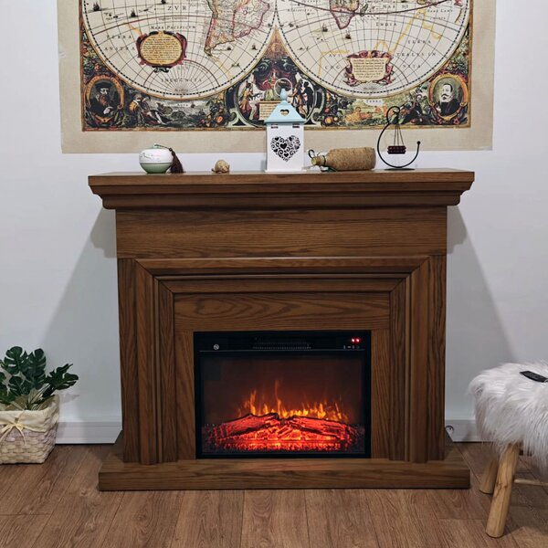 Električni podni kamin, ElectricSun SONIA Svijetli Hrast, s grijanjem, s plamenom u 3 boja, sa zvukom, s daljinskim upravljačem i WiFi APP, Š120xV102