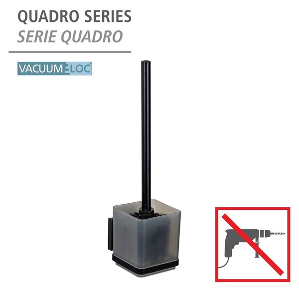Crna plastična samoljepljiva WC četka Quadro – Wenko