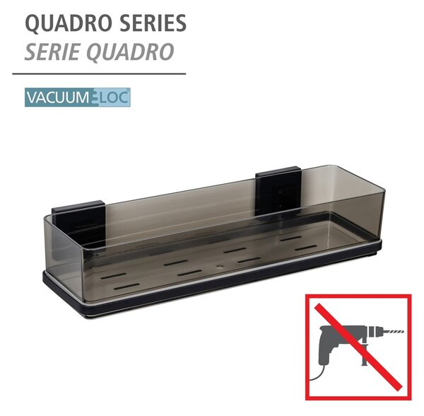 Crna plastična samoljepljiva kupaonska polica Quadro – Wenko
