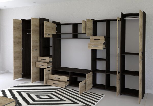 Set za dnevni boravak Moledo (sivi hrast + hrast canterbury)