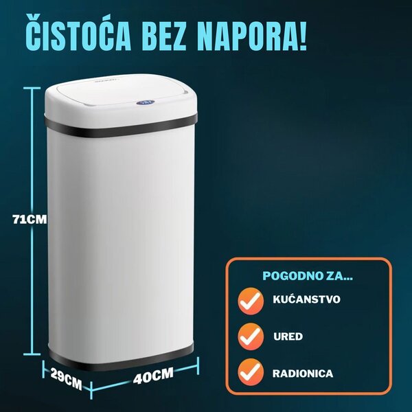Senzorska kanta za otpad DEUS, 58 l, bijela Jurhan