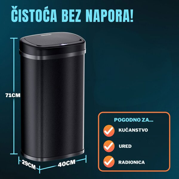 Senzorska kanta za otpad DEUS, 58 l, crna Jurhan