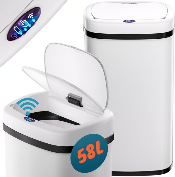 Senzorska kanta za otpad DEUS, 58 l, bijela Jurhan