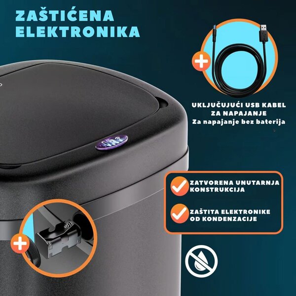 Senzorska kanta za otpad DEUS, 58 l, crna Jurhan