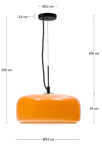 Narančasta LED viseća svjetiljka sa staklenim sjenilom ø 38 cm Reig – Kave Home