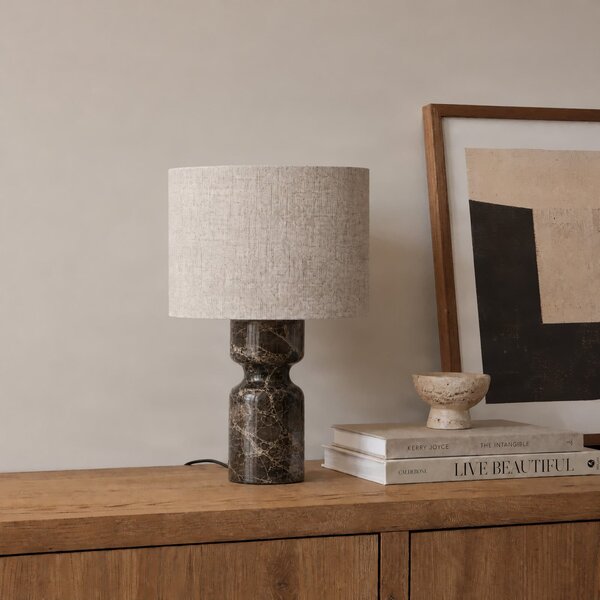 Stolne Lampa Lucande, Marcella, Bež, Dnevna soba, Tkanina / tekstil, Moderan