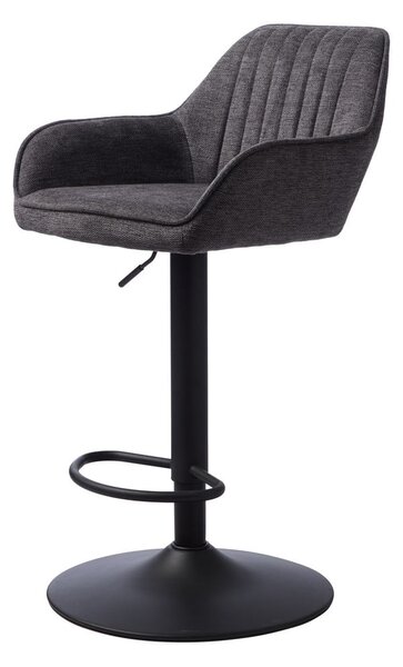 Tamno siva podstavljena barska stolica podesive visine/s naslonima za ruke (visine sjedala 65 cm) Nolan – Unique Furniture