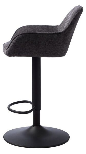 Tamno siva podstavljena barska stolica podesive visine/s naslonima za ruke (visine sjedala 65 cm) Nolan – Unique Furniture
