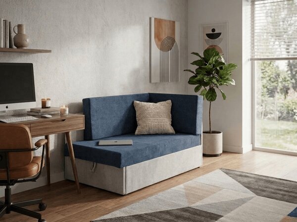 Mala rasklopiva sofa ROSA, plava/siva