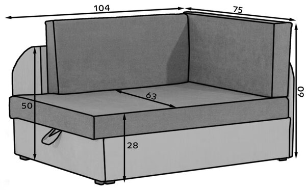 Mala raztegljiva sofa ROSA, crvena/crna