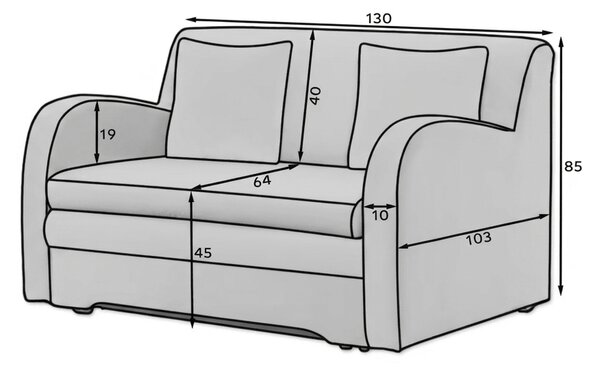 Razvlačiva dvosjedna sofa ARIO ROYAL, bijela