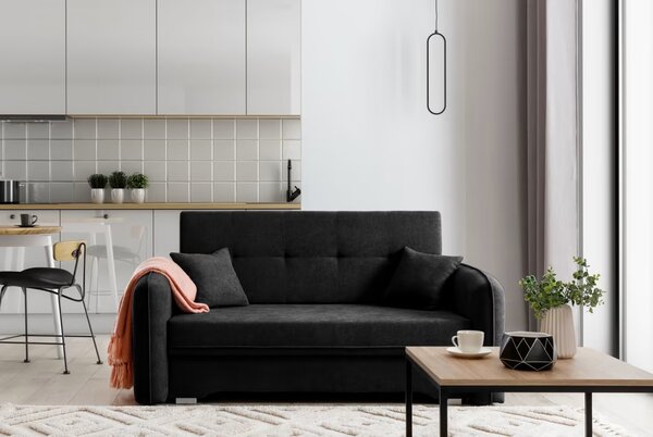 Rasklopiva dvosjedna sofa LAINE, crna