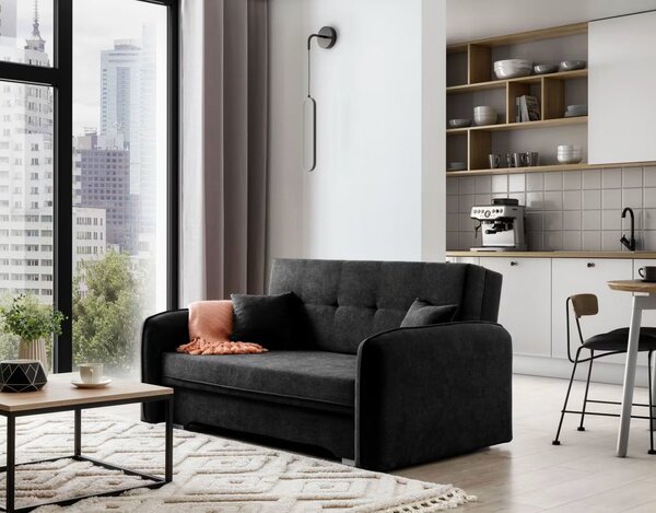 Rasklopiva dvosjedna sofa LAINE, crna