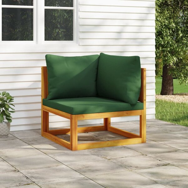 VidaXL Modularna kutna sofa sa zelenim jastucima masivno drvo bagrema