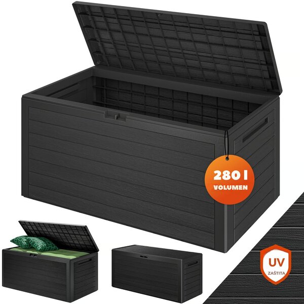 Kutija za pohranu WOODEBOX, 280 l, 120x46x57 cm, antracit Prosperplast