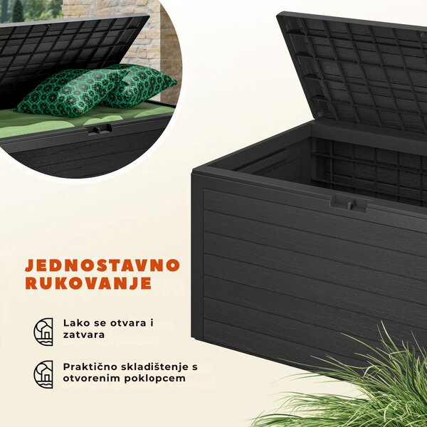 Kutija za pohranu WOODEBOX, 280 l, 120x46x57 cm, antracit Prosperplast