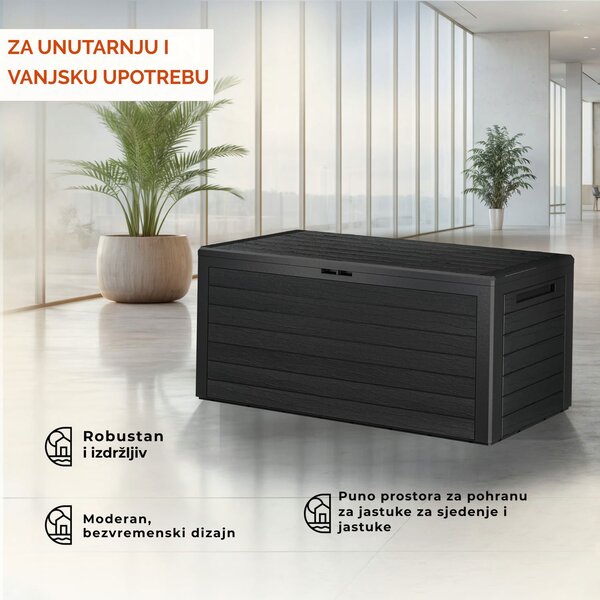 Kutija za pohranu WOODEBOX, 280 l, 120x46x57 cm, antracit Prosperplast