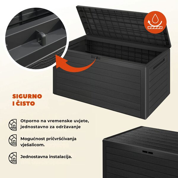 Kutija za pohranu WOODEBOX, 280 l, 120x46x57 cm, antracit Prosperplast