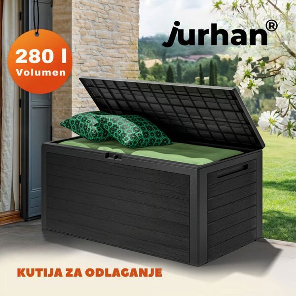 Kutija za pohranu WOODEBOX, 280 l, 120x46x57 cm, antracit Prosperplast