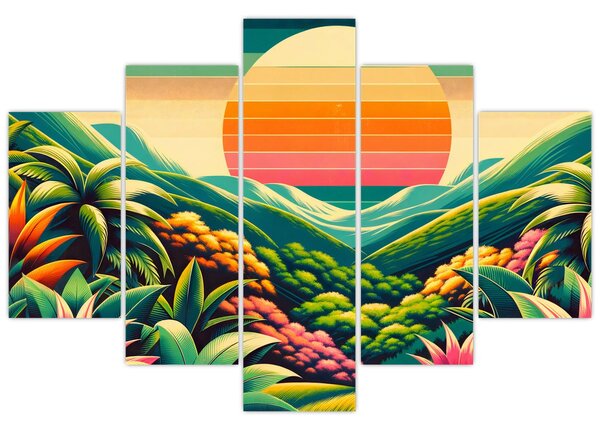 Slika - Šareni zalazak sunca (150x105 cm)