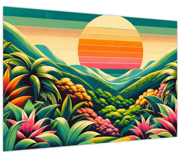 Slika - Šareni zalazak sunca (90x60 cm)