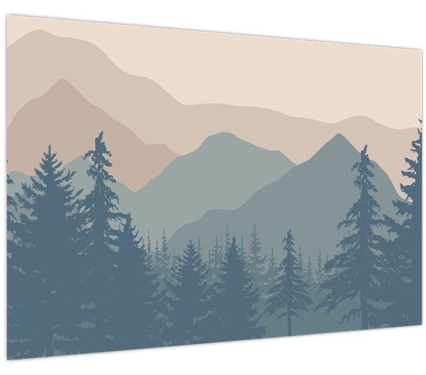 Slika - Tirkizne planine N⁰2 (90x60 cm)
