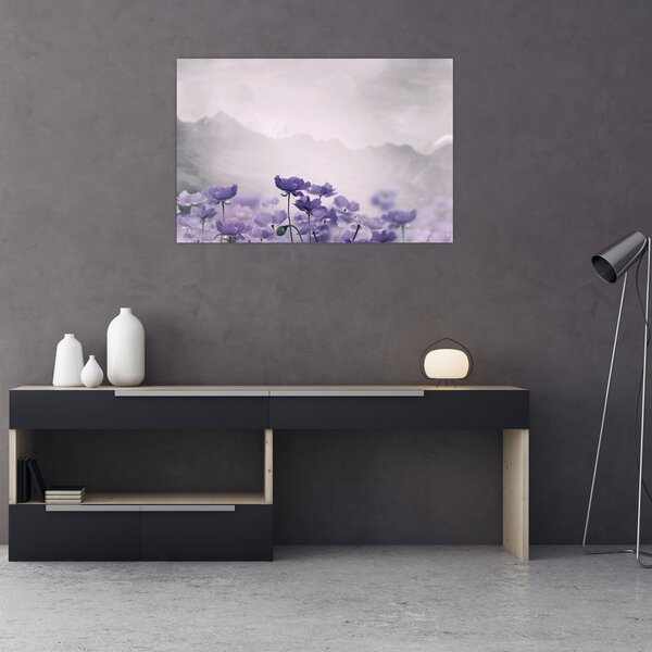 Slika - Ljubičasto cvijeće u planinama (90x60 cm)