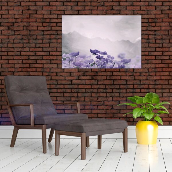 Slika - Ljubičasto cvijeće u planinama (90x60 cm)